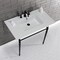 Fauceture KVPB37227W8MB 37-Inch Console Sink with Brass Legs (8-Inch, 3 Hole), White/Matte Black KVPB37227W8MB - alternate 3